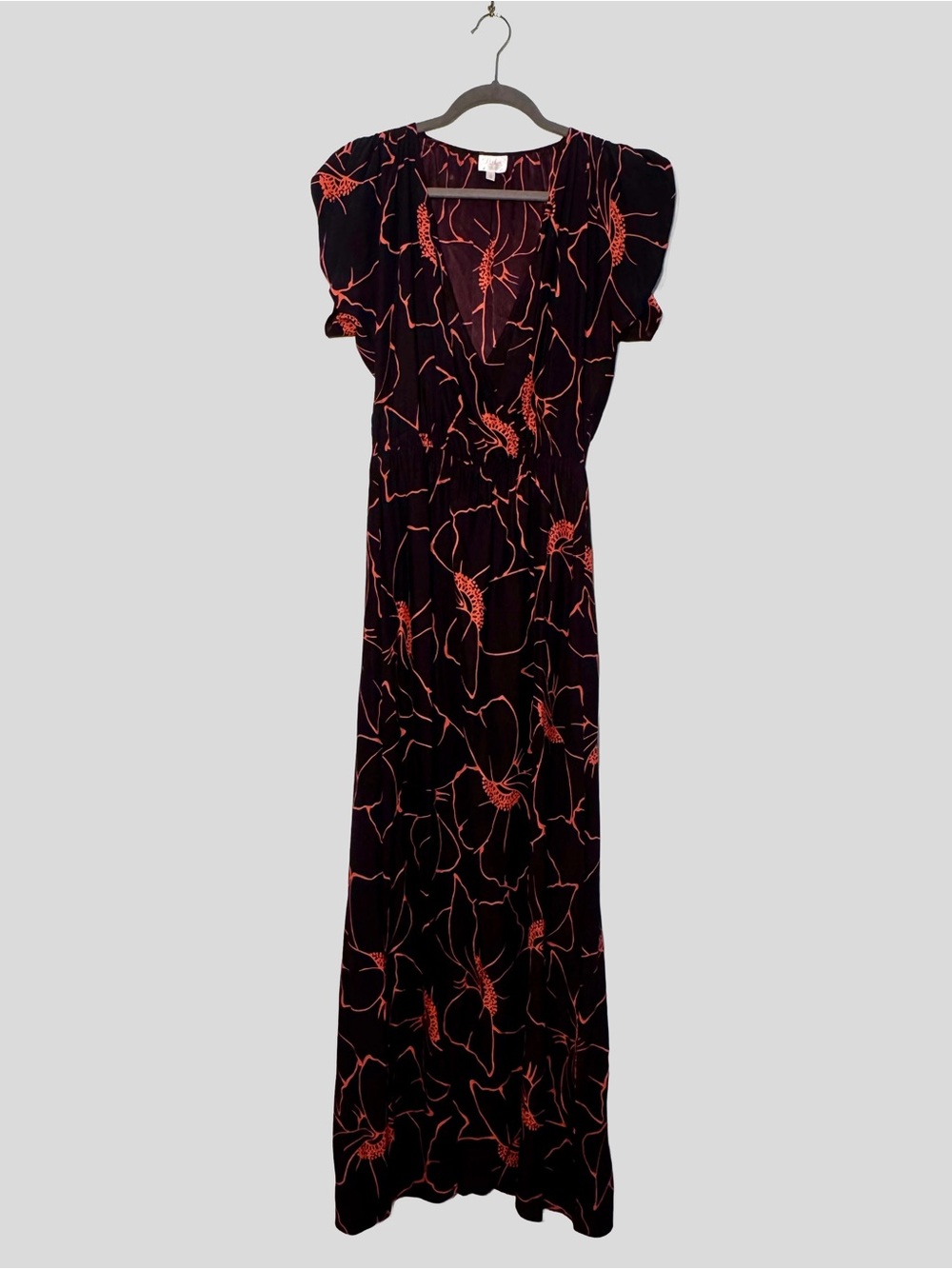 Parker Silk Floral Maxi Dress Black